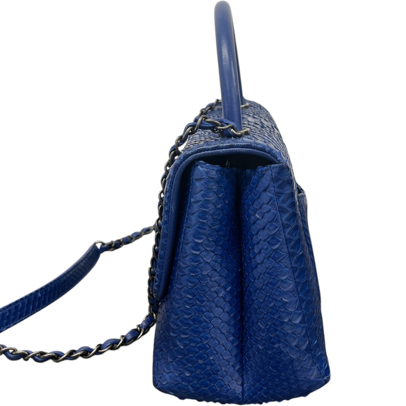 Women's Small Python Coco Handle Handbag Blue