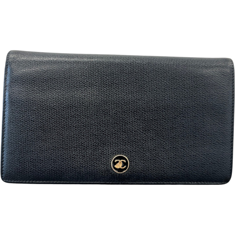 Women's Vintage Coco Button Wallet Black