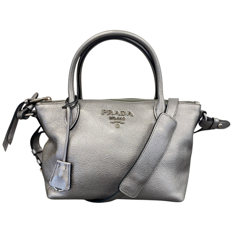 Women's Dual Strap Zip Tote Handbag Silver
