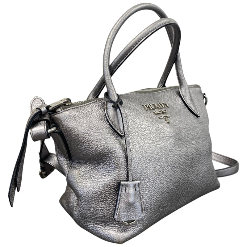 Women's Dual Strap Zip Tote Handbag Silver