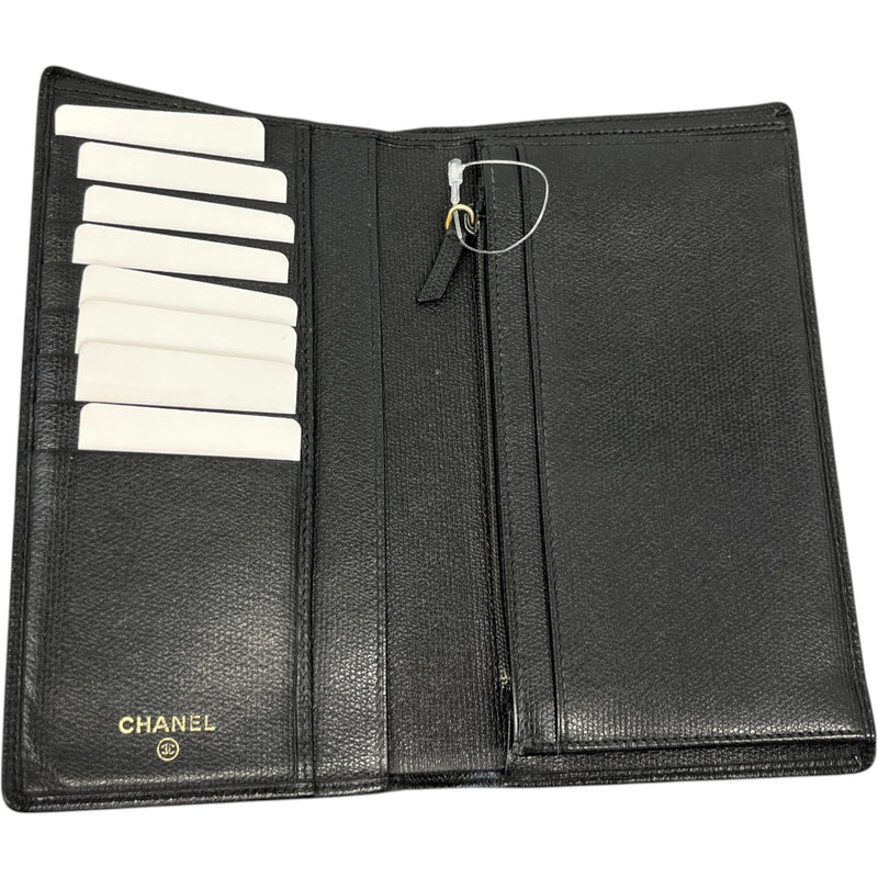 Women's Vintage Coco Button Wallet Black