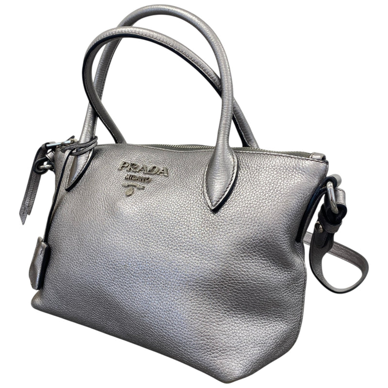 Women's Dual Strap Zip Tote Handbag Silver
