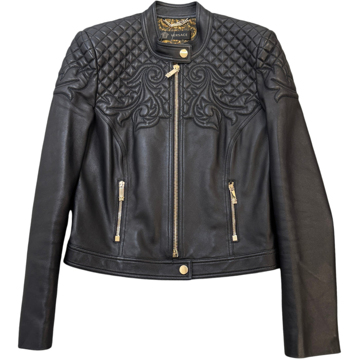 Women's Biker Leather Jacket Black Size M / UK 10 - Photo 1