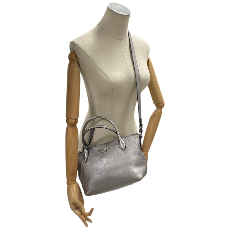 Women's Dual Strap Zip Tote Handbag Silver