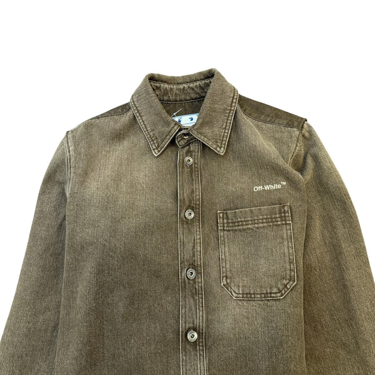 Men's Diagonal-motif OverShirt Brown Size S - Photo 3