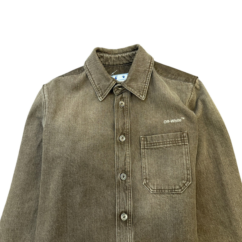 Men's Diagonal-motif OverShirt Brown Size S