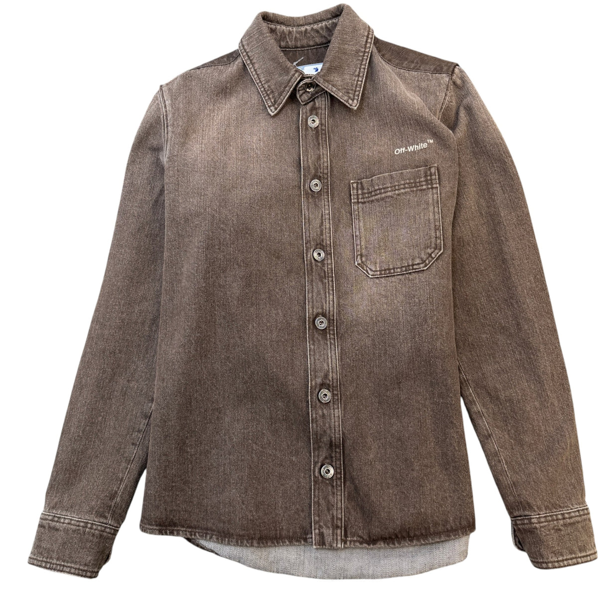 Men's Diagonal-motif OverShirt Brown Size S - Photo 1