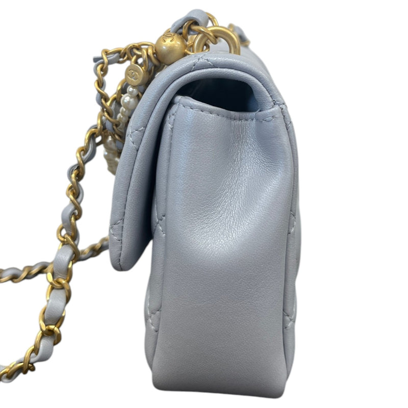 Women's Pearl Chain Mini Flap Bag Grey