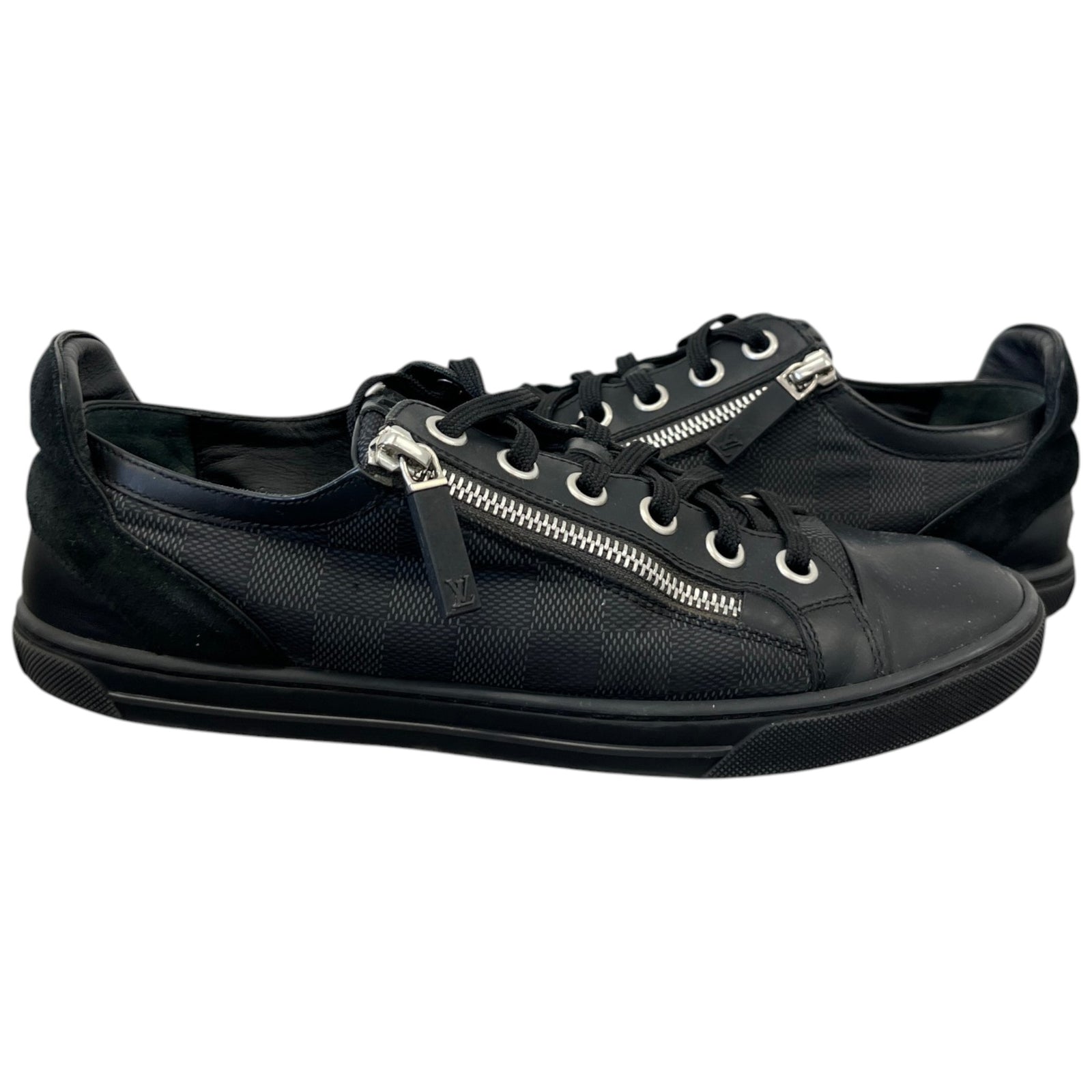 Men's Damier Graphite Zip Up Low Trainers Black Size EU 40 / UK 6 - Photo 3