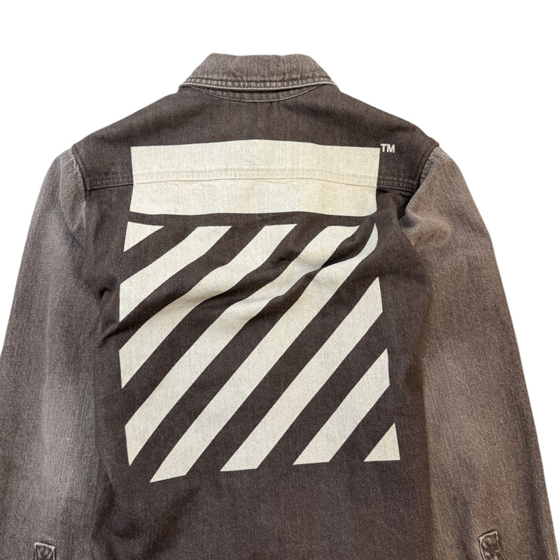 Men's Diagonal-motif OverShirt Brown Size S