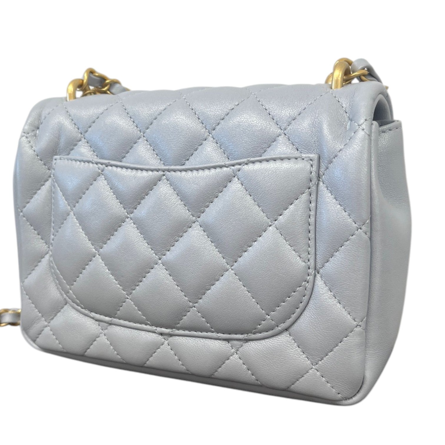 Women's Pearl Chain Mini Flap Bag Grey - Photo 9