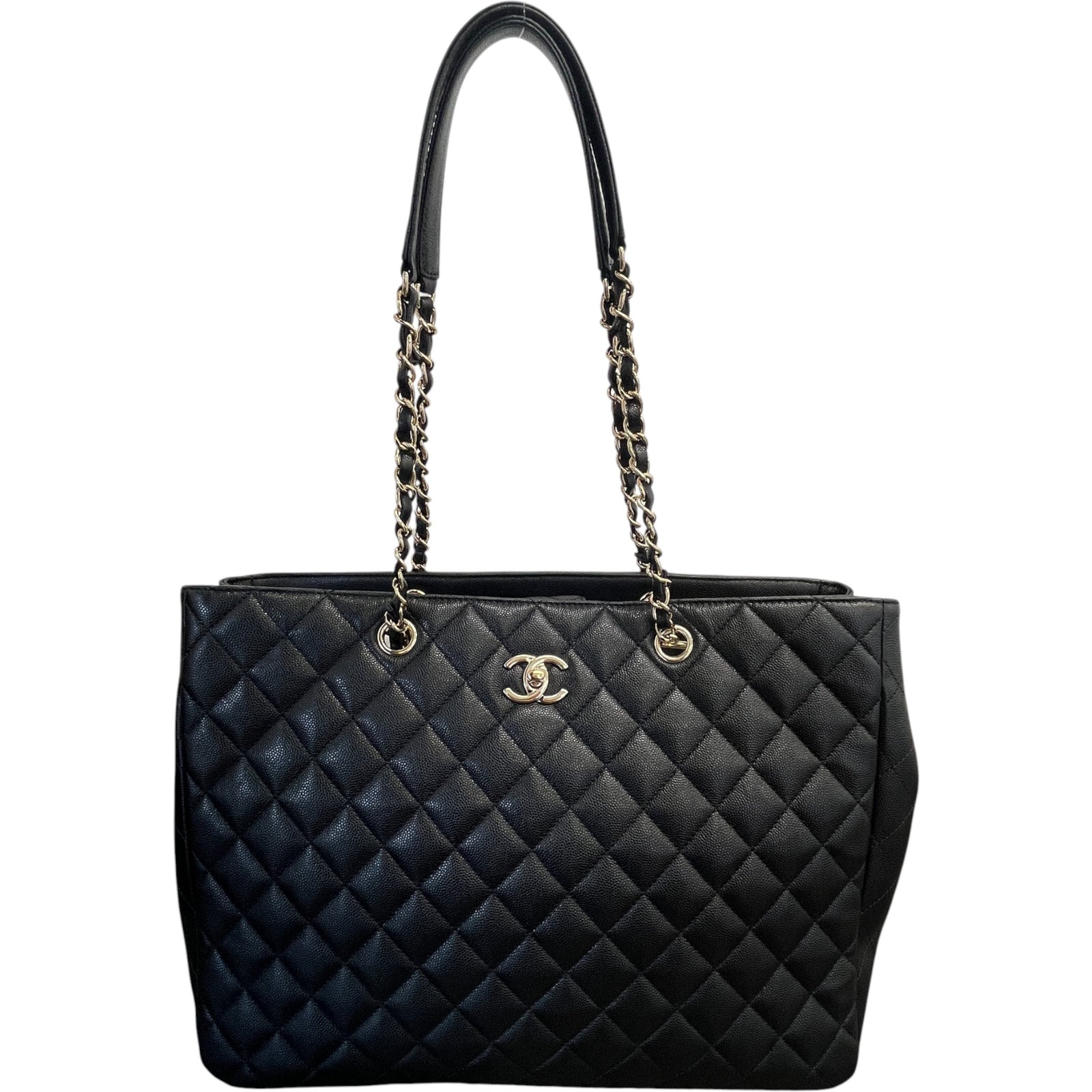 Women's Timeless Cc Shopping Tote Caviar Bag Black - Photo 1
