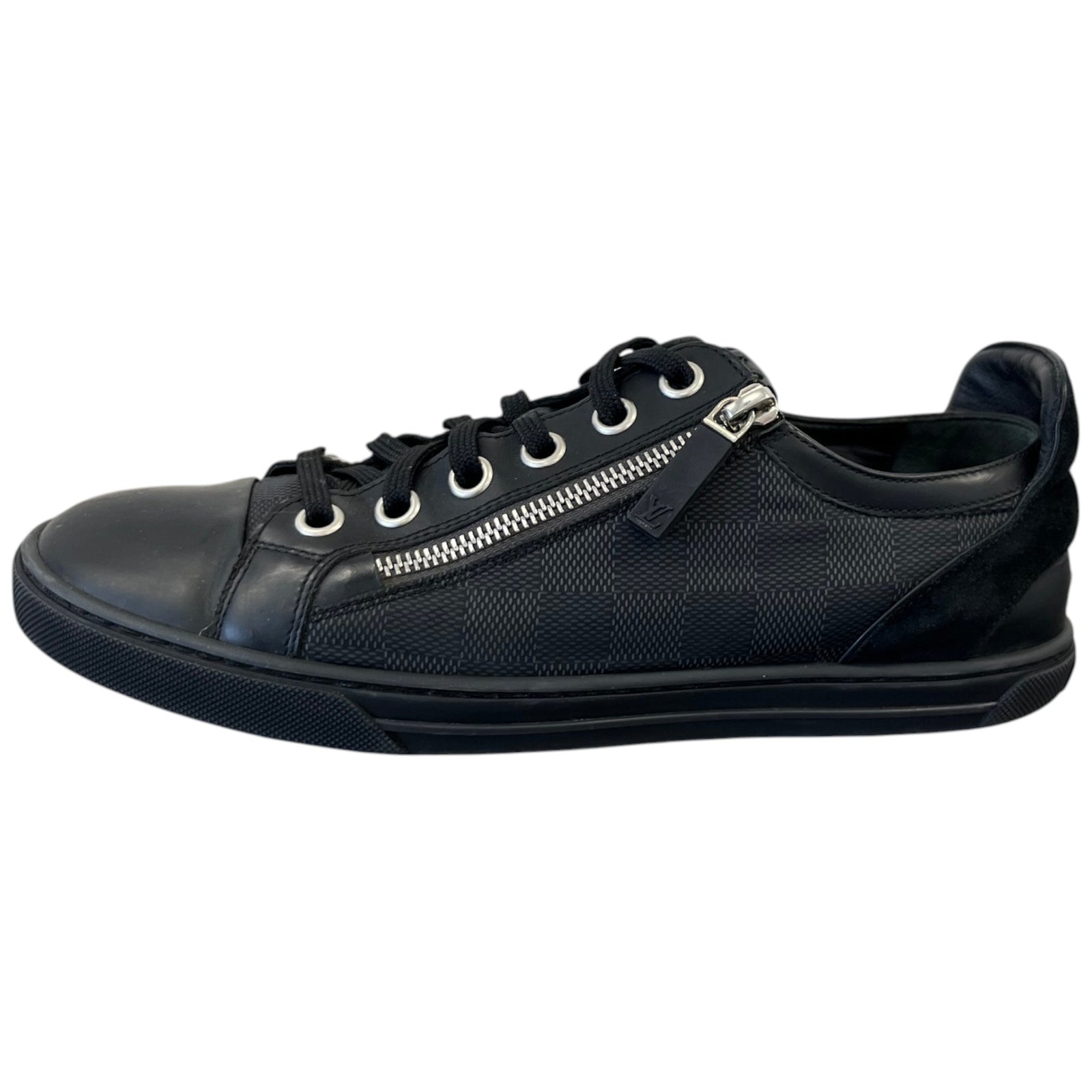 Men's Damier Graphite Zip Up Low Trainers Black Size EU 40 / UK 6 - Photo 5