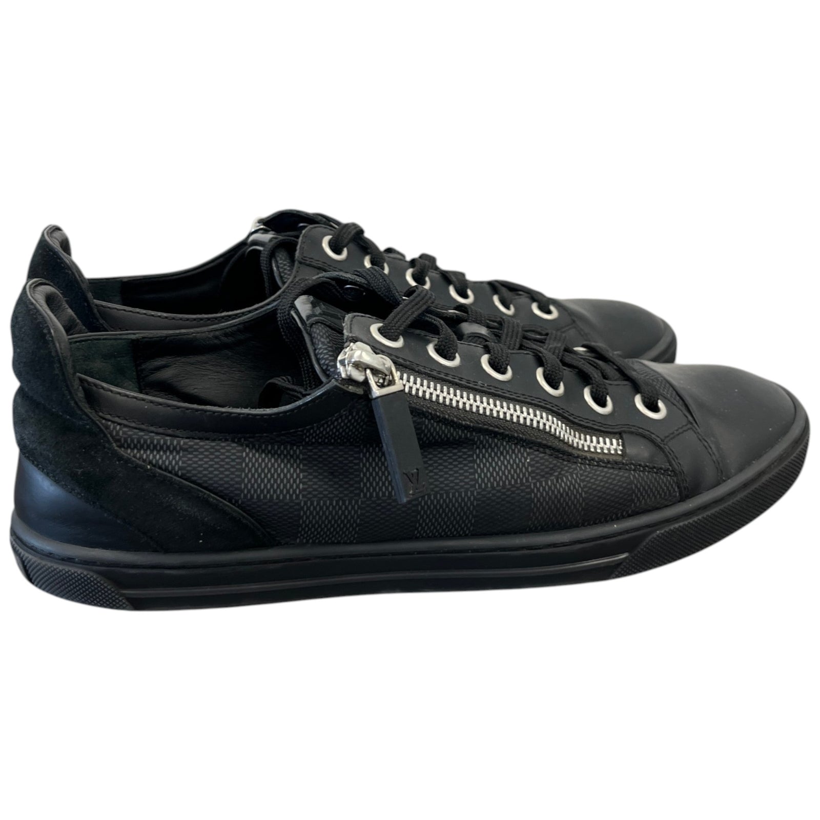 Men's Damier Graphite Zip Up Low Trainers Black Size EU 40 / UK 6 - Photo 8