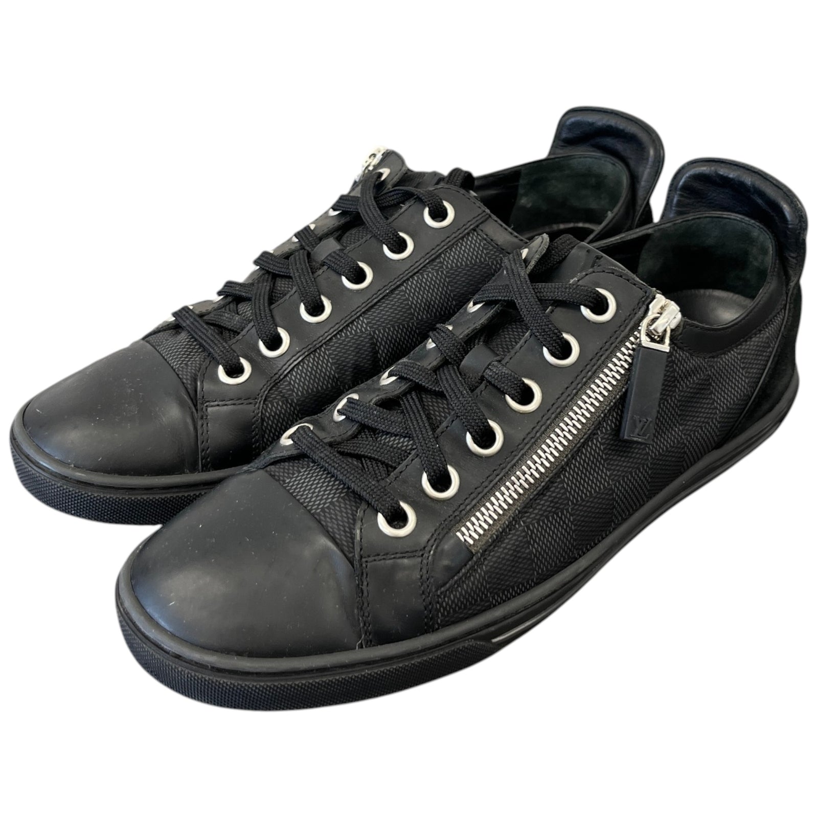 Men's Damier Graphite Zip Up Low Trainers Black Size EU 40 / UK 6 - Photo 9