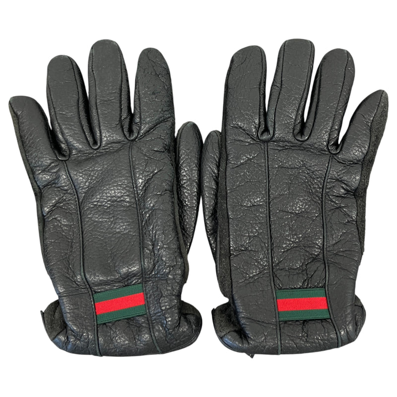 Men's Web Stripe Gloves Black