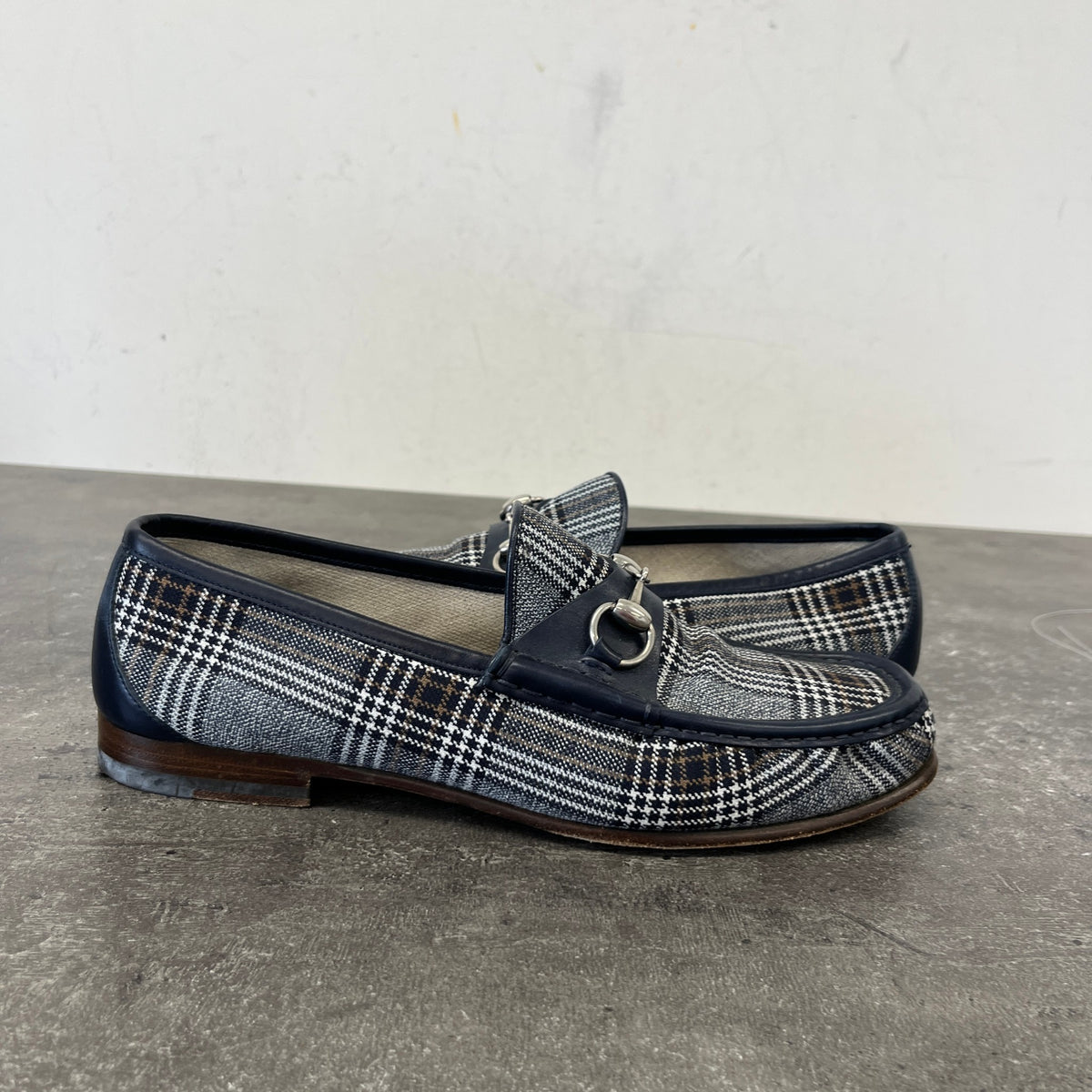 Men's Check Print Loafers Navy Size UK 9 / EU 43 - Photo 12