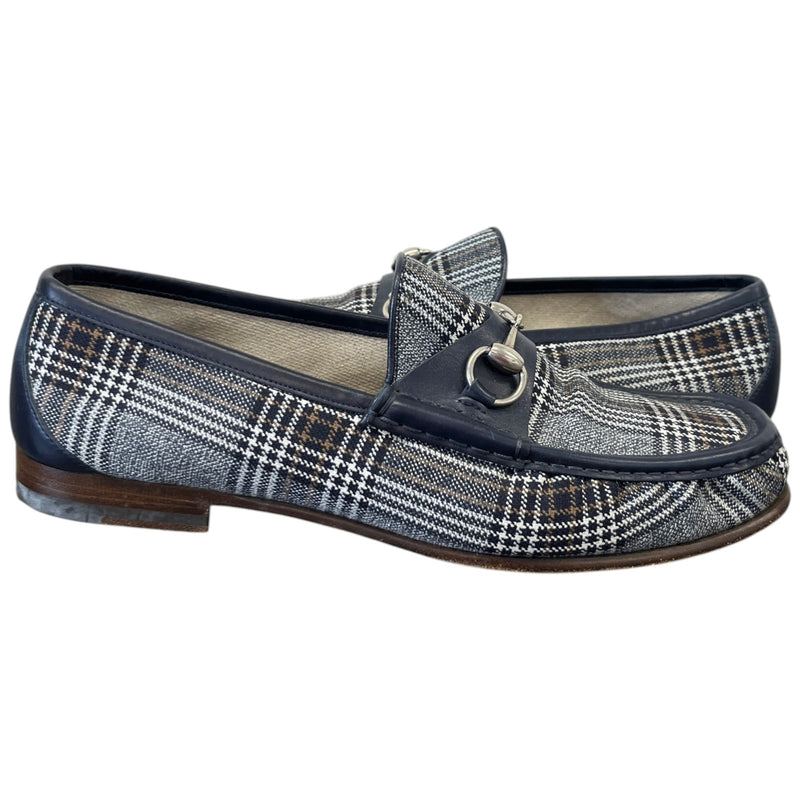 Men's Check Print Loafers Navy Size UK 9 / EU 43