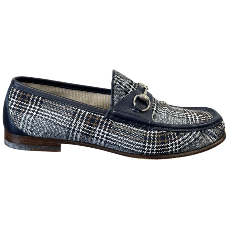 Men's Check Print Loafers Navy Size UK 9 / EU 43