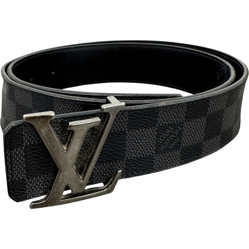 Men's LV Initials Damier Graphite Belt Black Size 30"