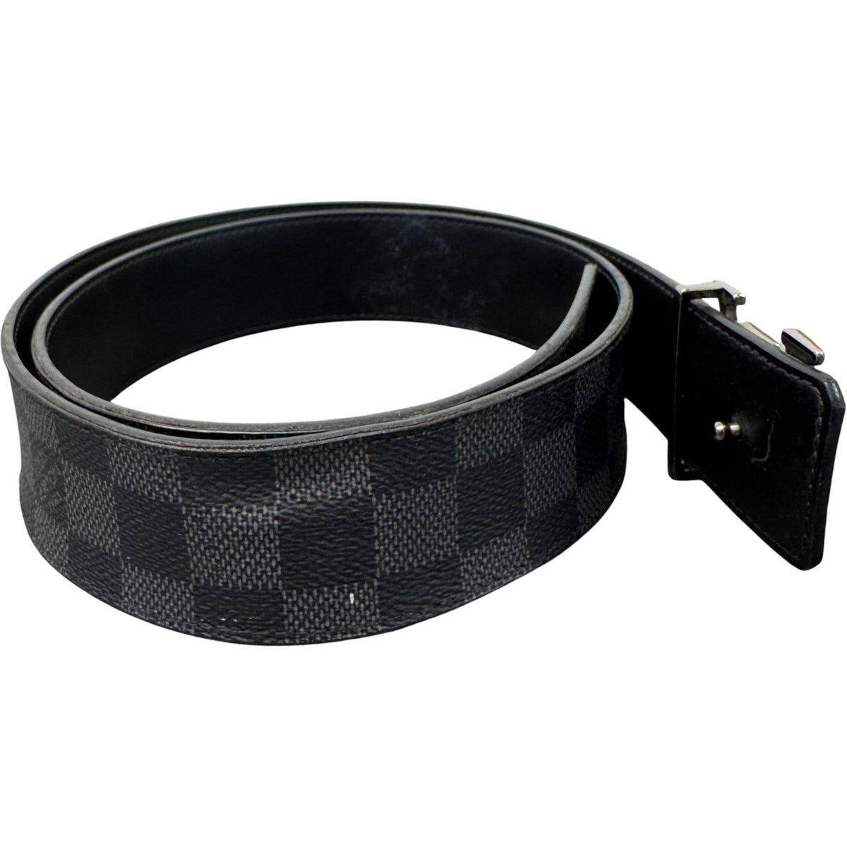 Men's LV Initials Damier Graphite Belt Black Size 30" - Photo 2