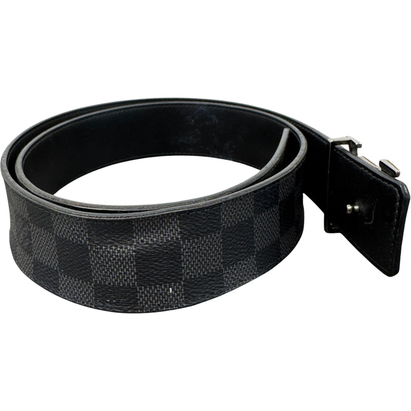 Men's LV Initials Damier Graphite Belt Black Size 30"