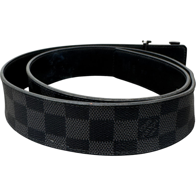Men's LV Initials Damier Graphite Belt Black Size 30"