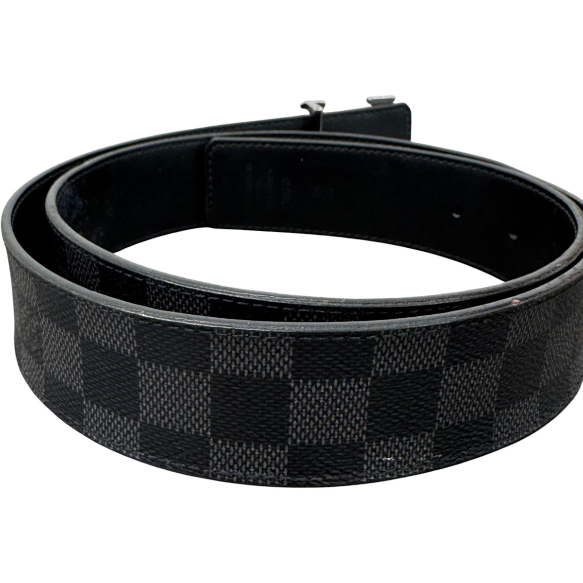 Men's LV Initials Damier Graphite Belt Black Size 30" - Photo 4