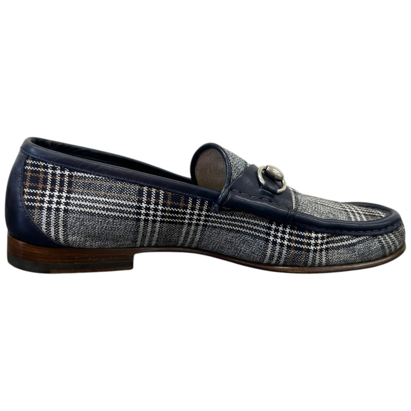 Men's Check Print Loafers Navy Size UK 9 / EU 43