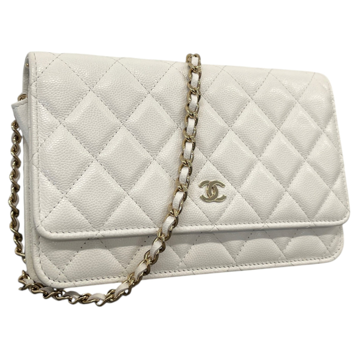 Women's Classic Flap Wallet On Chain Caviar Crossbody Bag White - Photo 4