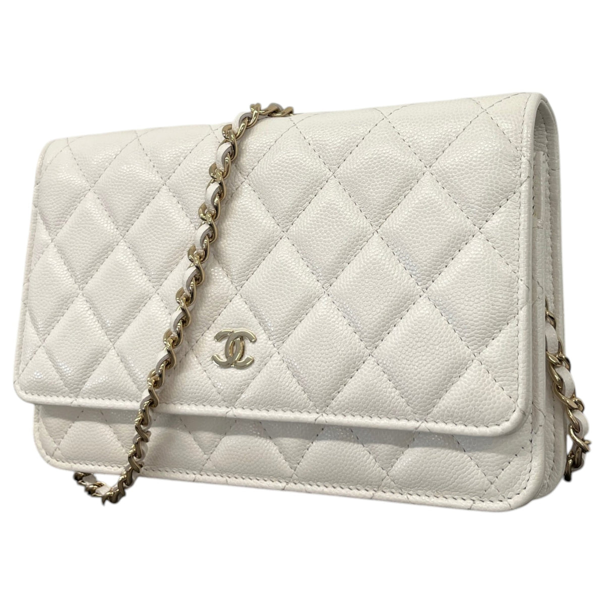 Women's Classic Flap Wallet On Chain Caviar Crossbody Bag White - Photo 5