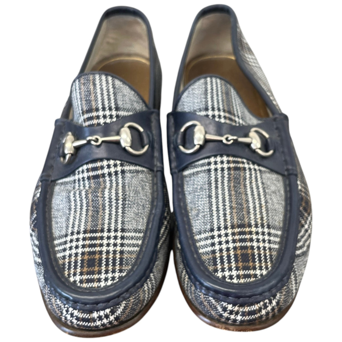 Men's Check Print Loafers Navy Size UK 9 / EU 43 - Photo 6