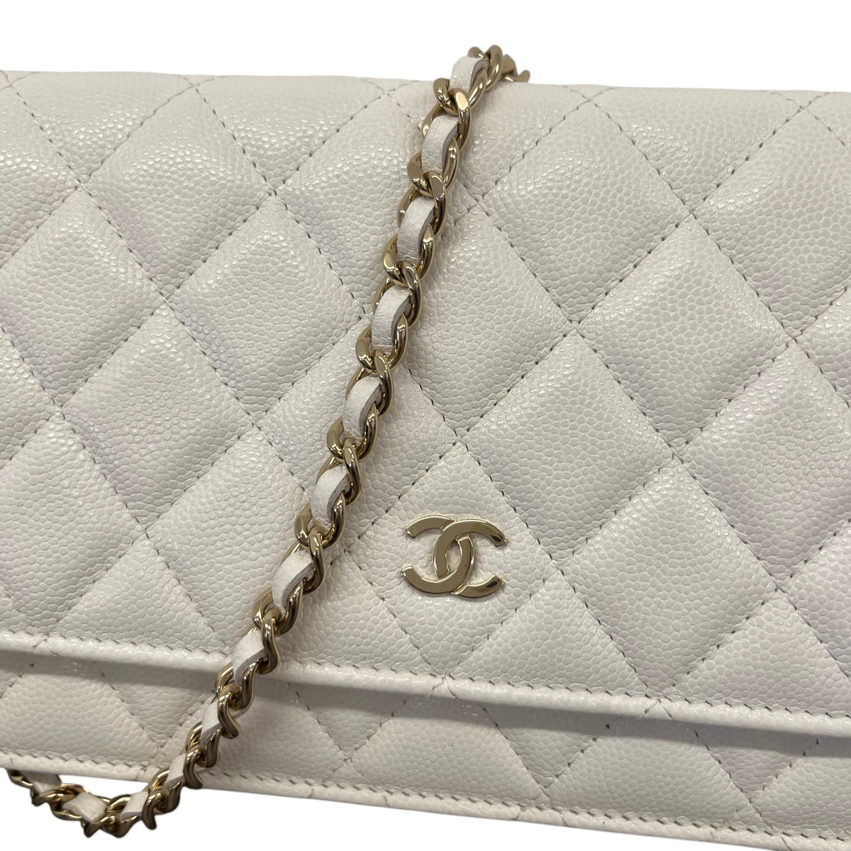 Women's Classic Flap Wallet On Chain Caviar Crossbody Bag White - Photo 11