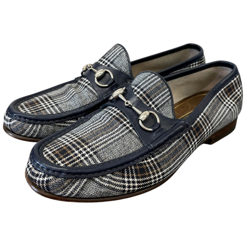 Men's Check Print Loafers Navy Size UK 9 / EU 43