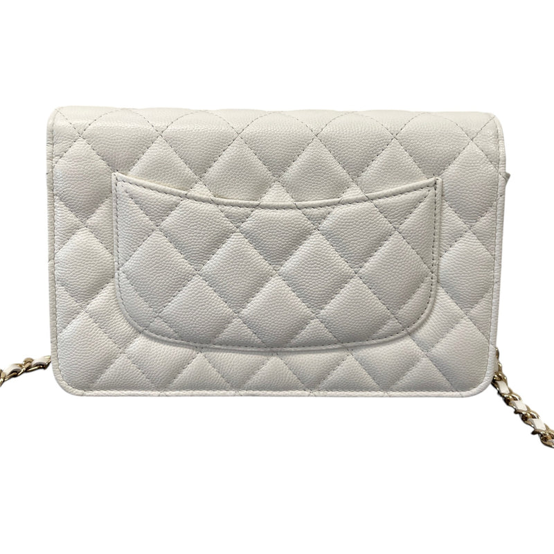 Women's Classic Flap Wallet On Chain Caviar Crossbody Bag White