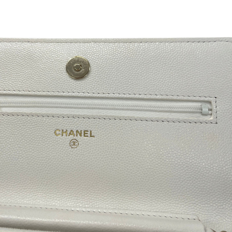 Women's Classic Flap Wallet On Chain Caviar Crossbody Bag White
