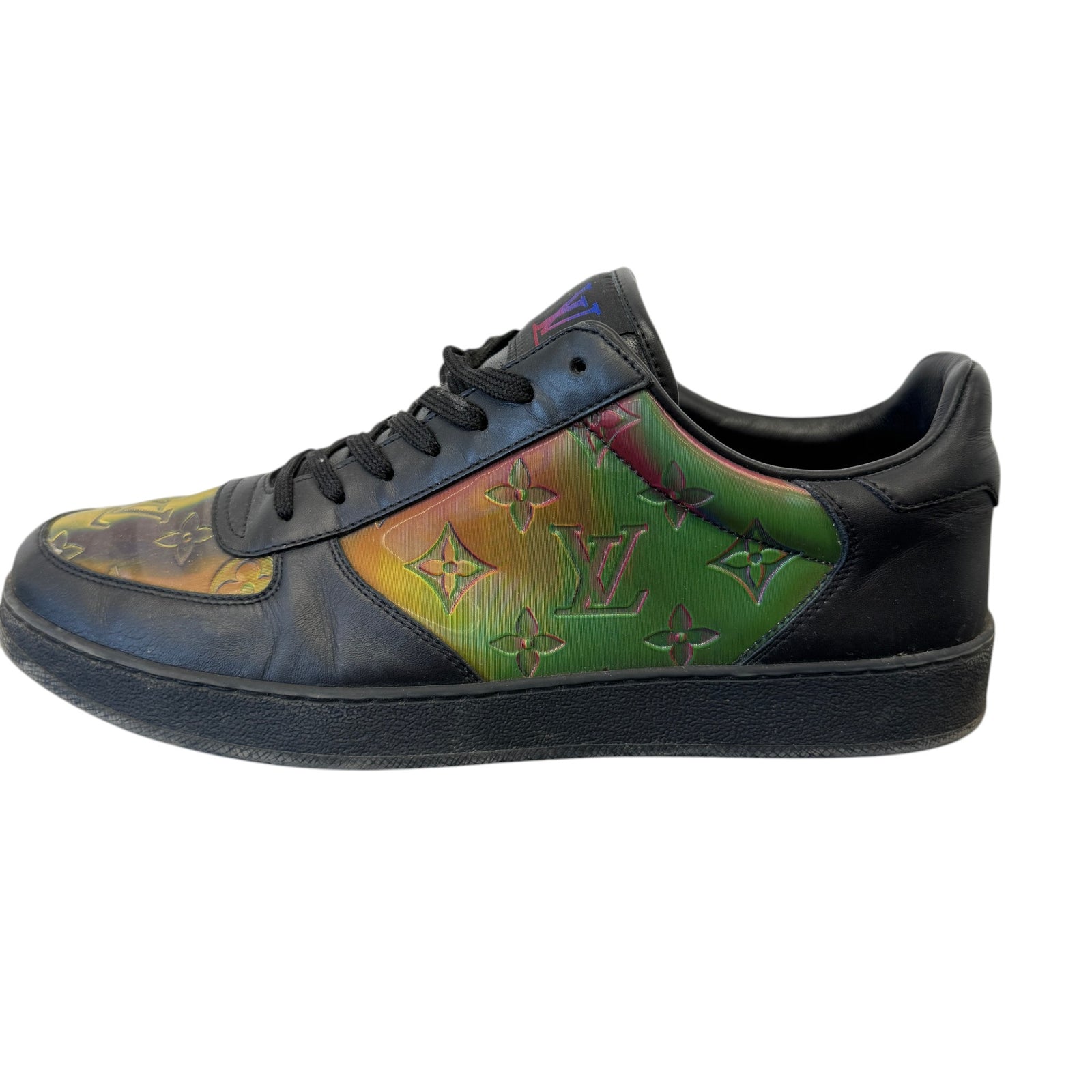 Men's Luxembourg Holographic Monogram Low Trainers Black Size EU 42 / UK 8 - Photo 4