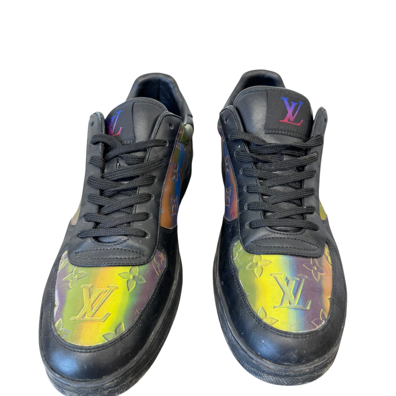 Men's Luxembourg Holographic Monogram Low Trainers Black Size EU 42 / UK 8 - Photo 8