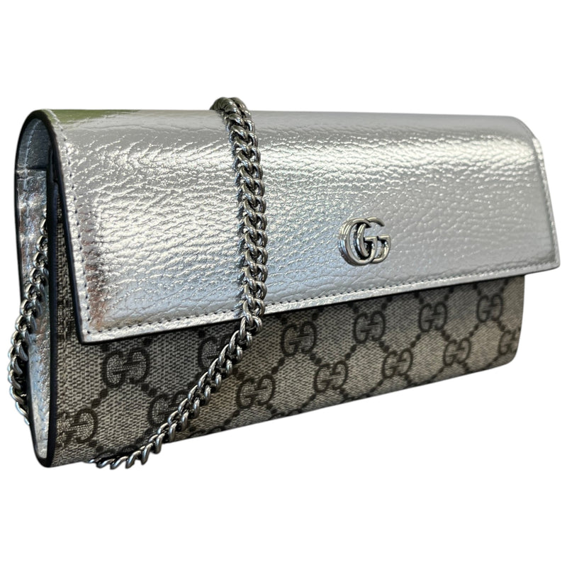 Women's GG Marmont Wallet Chain Bag Silver