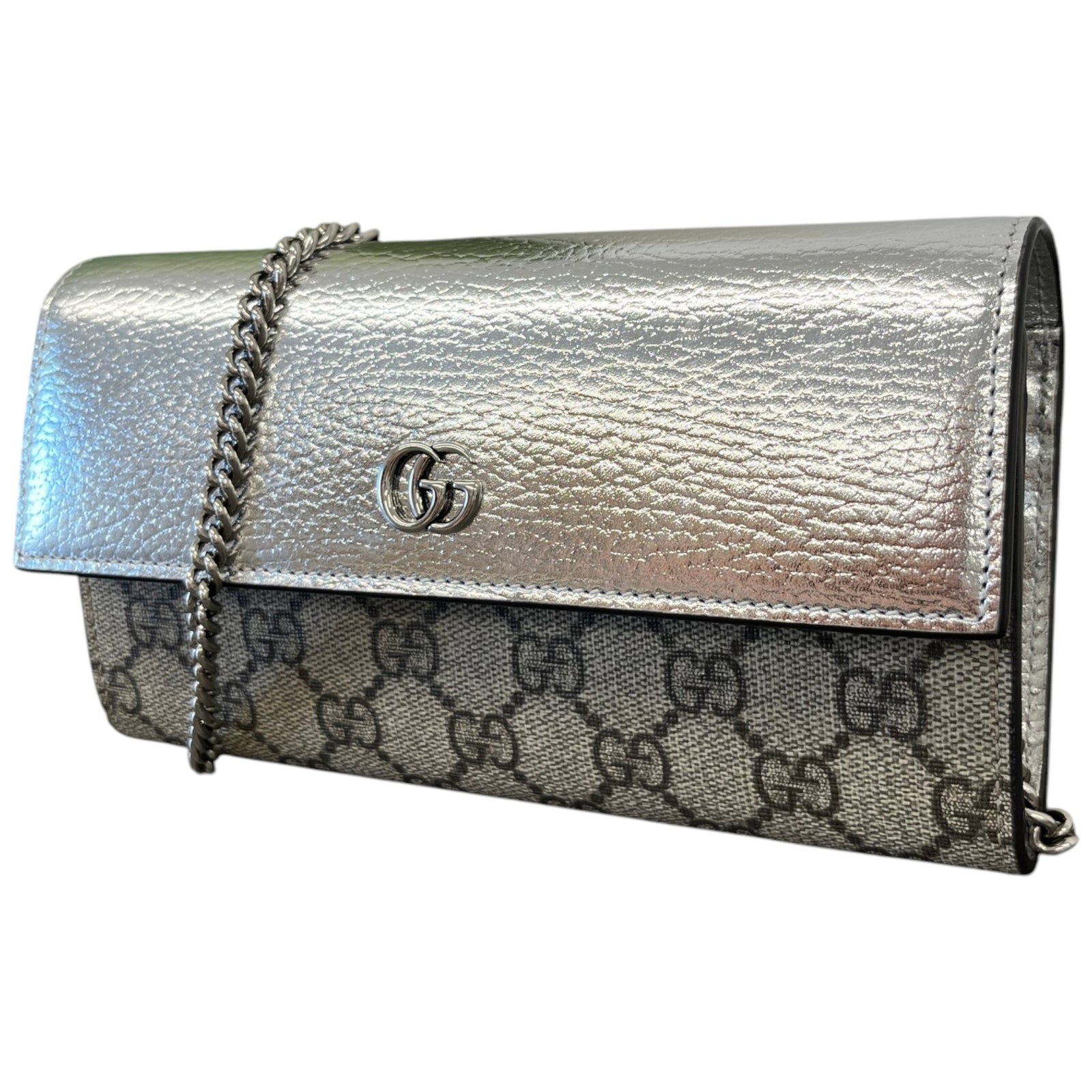 Women's GG Marmont Wallet Chain Bag Silver - Photo 5