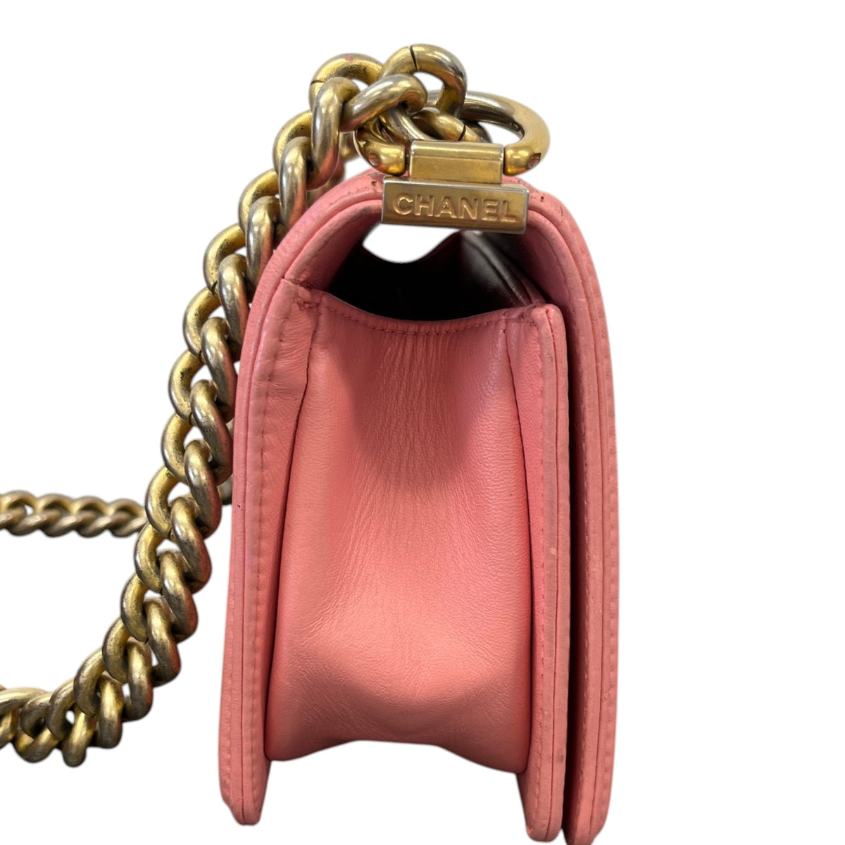 Women's Chevron Braided Small Boy Flap Handbag Pink - Photo 6