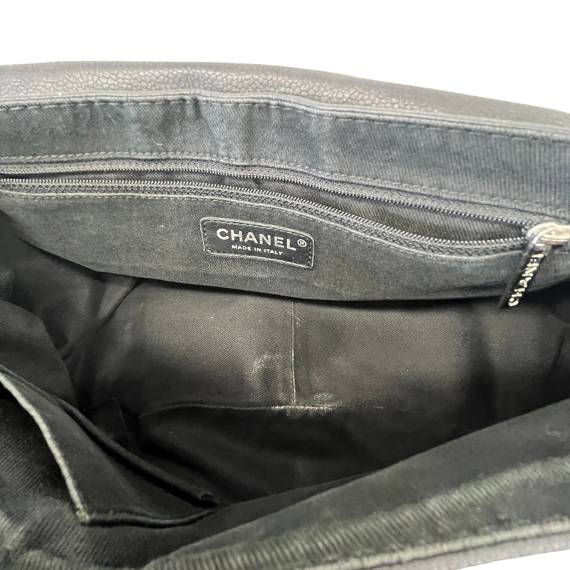 Women's Half Moon Lambskin Leather Flap Handbag Black