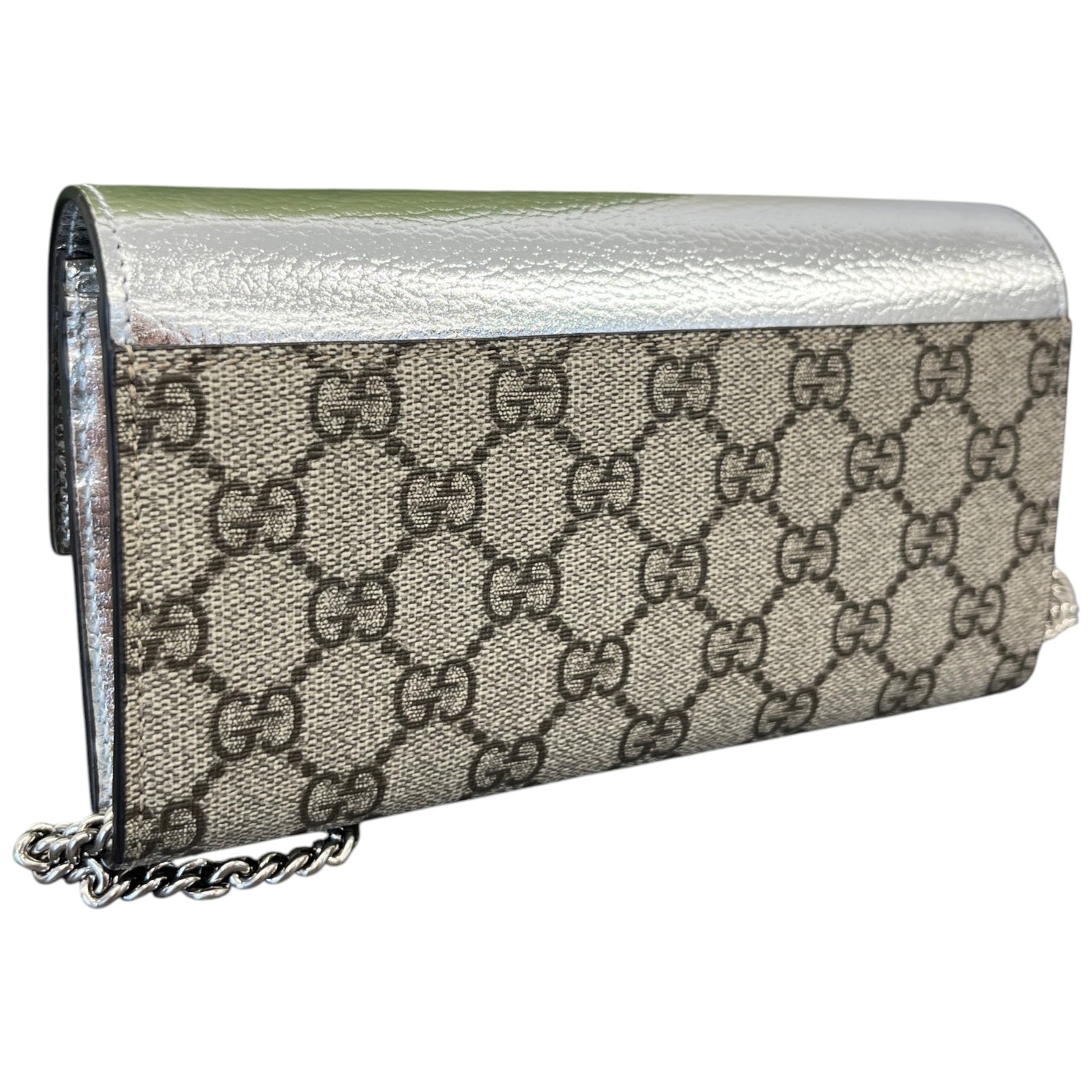 Women's GG Marmont Wallet Chain Bag Silver - Photo 8