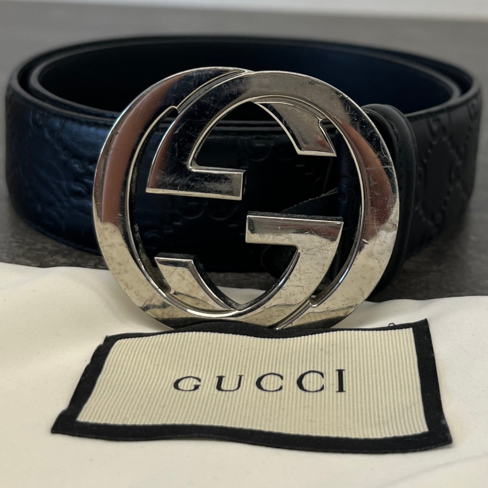 Men's Interlocking G Belt Black Size 36" - Photo 8