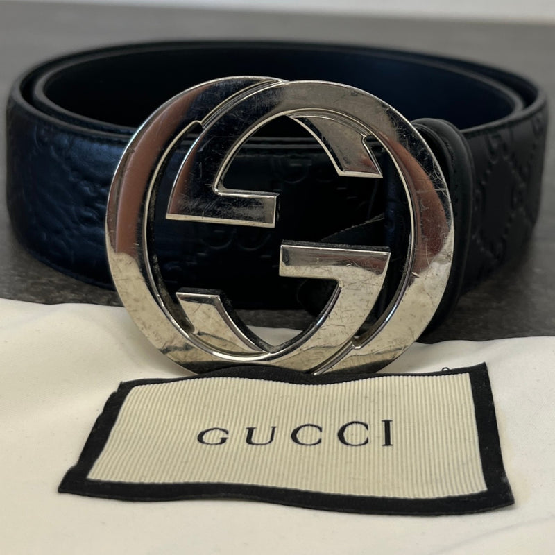 Men's Interlocking G Belt Black Size 36"