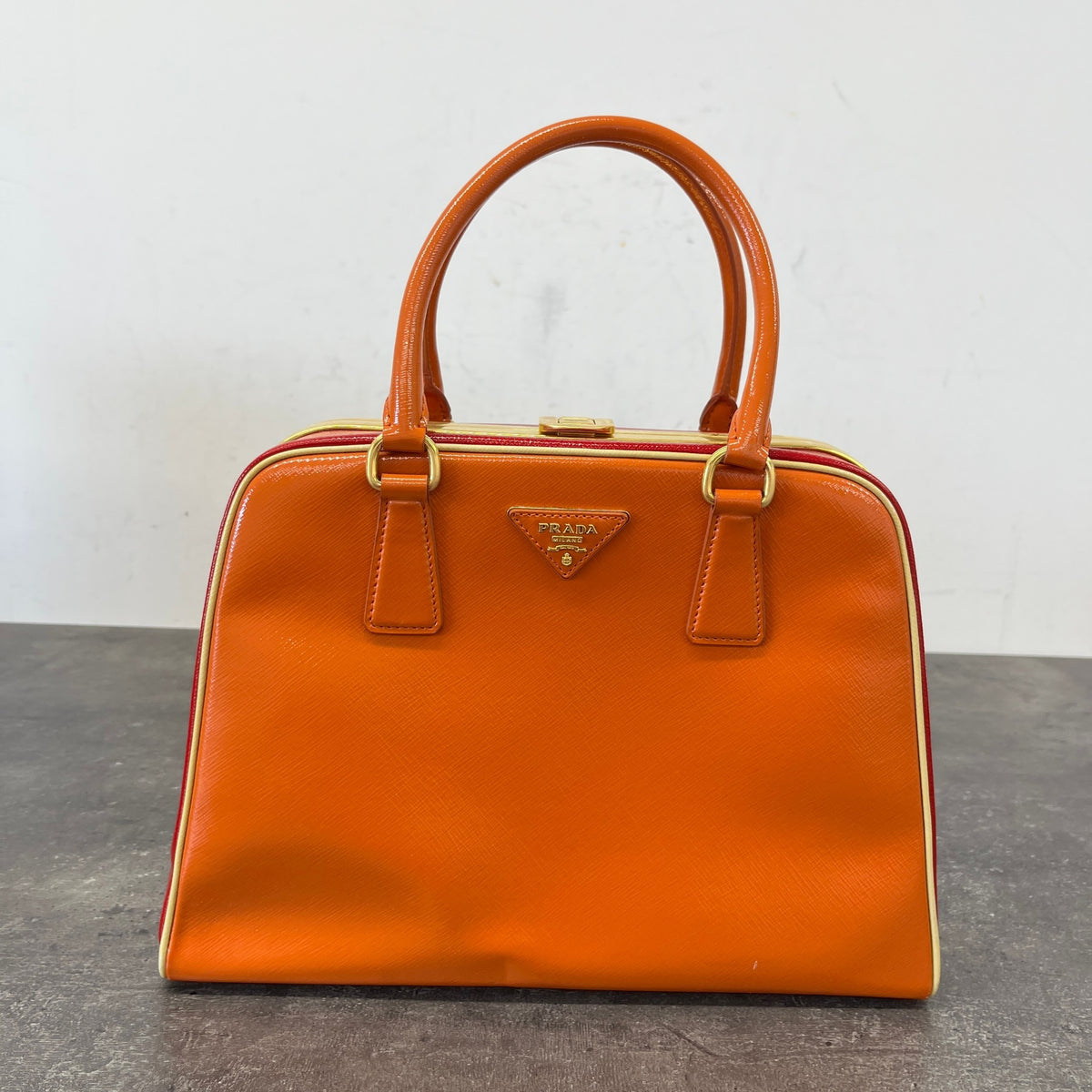 Women's Pyramid Frame Handbag Orange - Photo 13