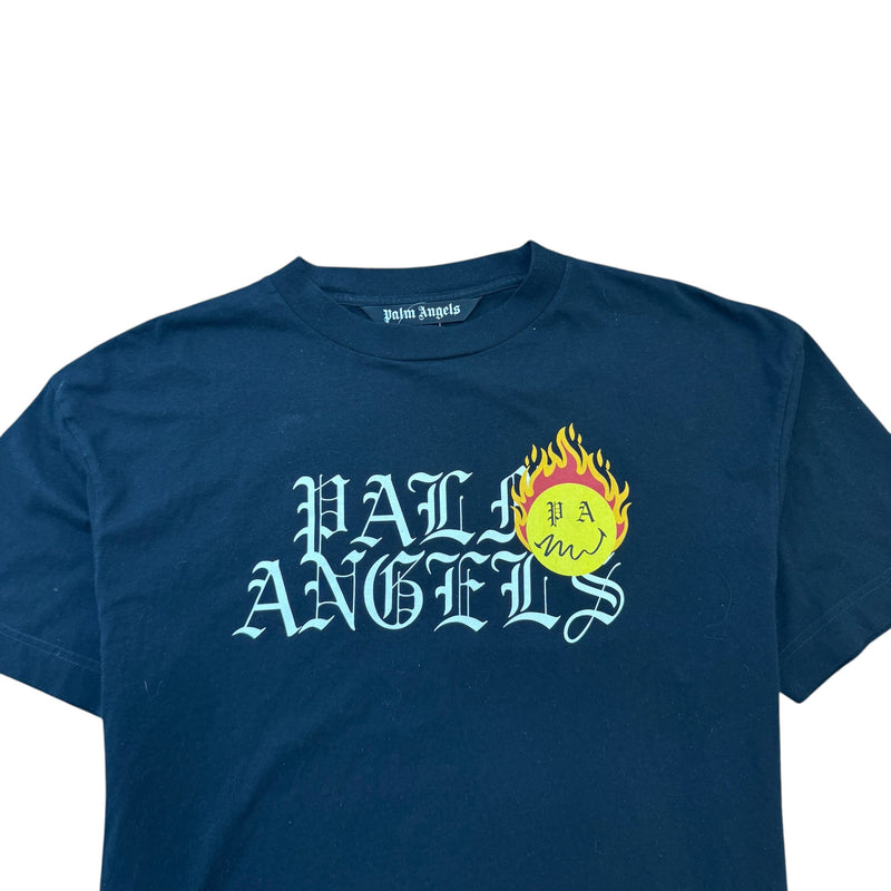 Men's x Smiley Burning Head Logo T-Shirt Black Size XXL
