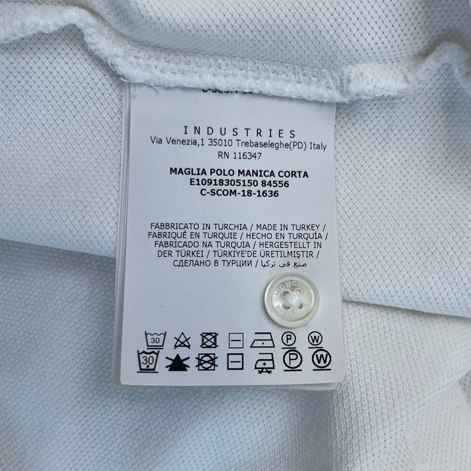Moncler Men's Maglia Polo Shirt White Size M - Photo 9