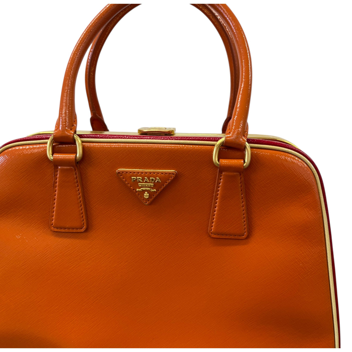 Women's Pyramid Frame Handbag Orange - Photo 10