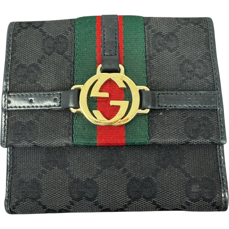 Women's GG Web Stripe Wallet Black